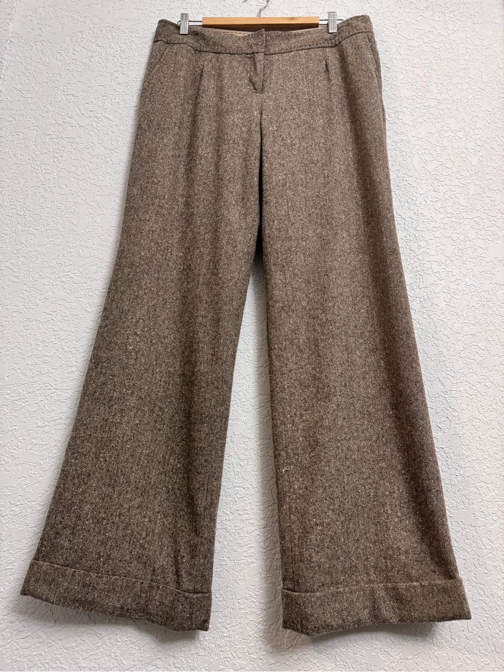 Chelsea & Theodore Beige and Brown Label Wool Trousers